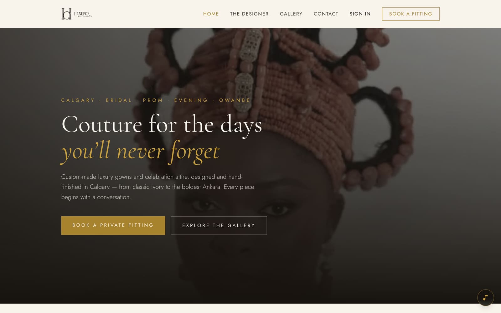 Hanupor Apparel bridal boutique website